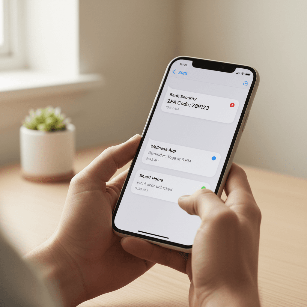 Text message with payment link on smartphone screen