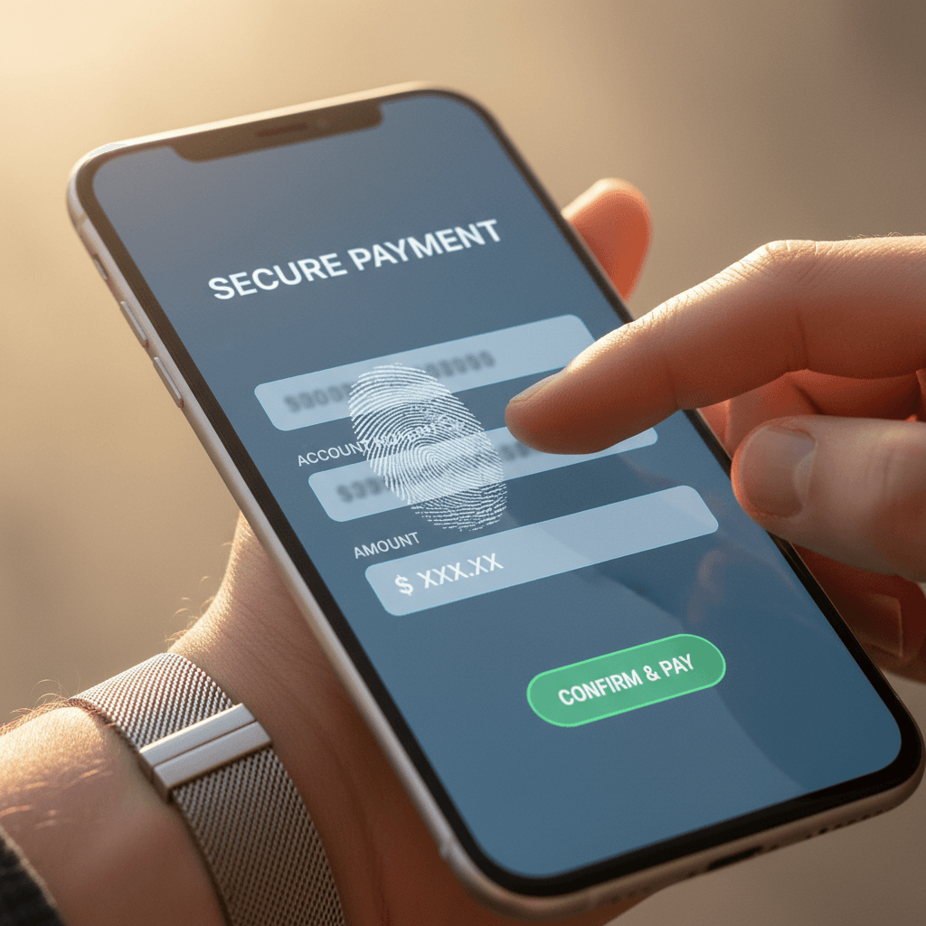 Customer approving text-to-pay transaction on smartphone
