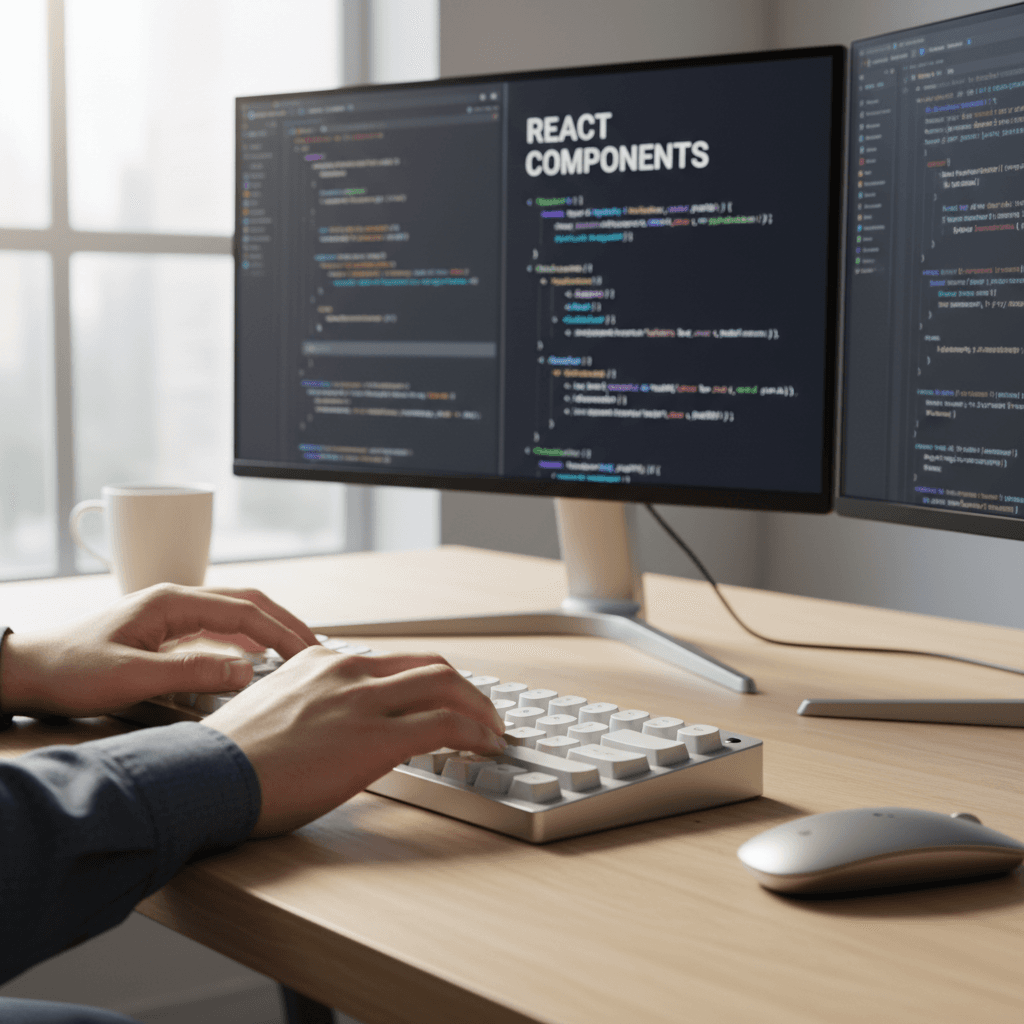 Software engineer working on API integration dashboards at a modern standing desk